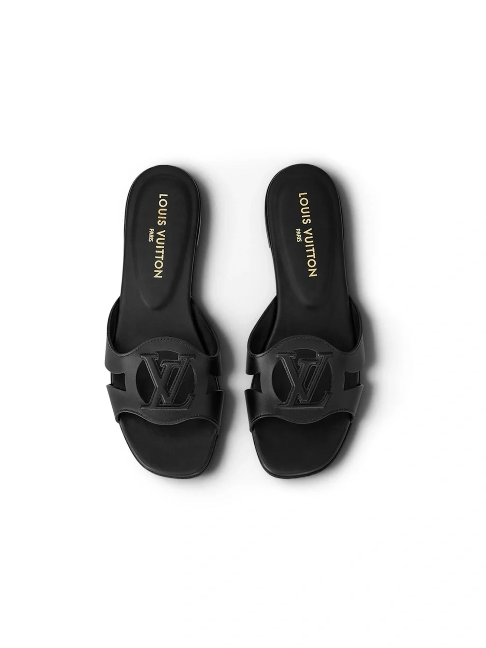 Louis Vuitton LV Isola Flat Mule Black Leather Size 37.5 NWT